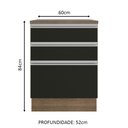 Ver imagem 3 de Balcão Armário de Cozinha 60 cm 3 Gavetas Rustic/Preto Glamy Madesa