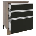 Ver imagem 4 de Balcão Armário de Cozinha 60 cm 3 Gavetas Rustic/Preto Glamy Madesa