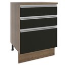 Ver imagem 1 de Balcão Armário de Cozinha 60 cm 3 Gavetas Rustic/Preto Glamy Madesa