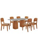 Ver imagem 2 de Mesa de Jantar Eloise 180cm Tampo Mdf Vidro com 6 Cadeiras Copper Moderna Mobília