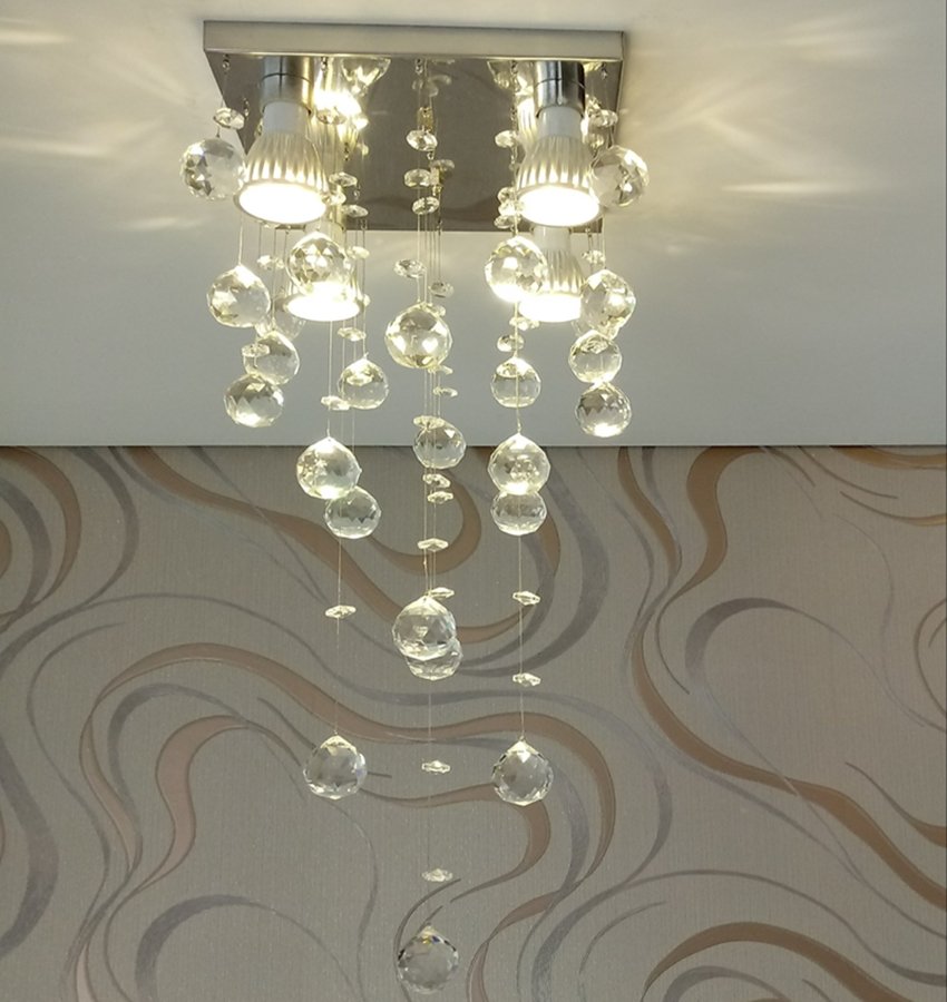 lustre de cristal para sala de jantar, sala de estar, quarto com 50cm de alt, base de inox polido 20 - 4