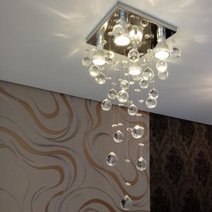 lustre de cristal para sala de jantar, sala de estar, quarto com 50cm de alt, base de inox polido 20