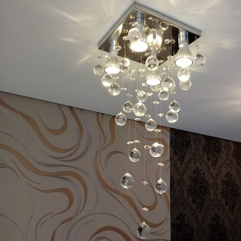 lustre de cristal para sala de jantar, sala de estar, quarto com 50cm de alt, base de inox polido 20
