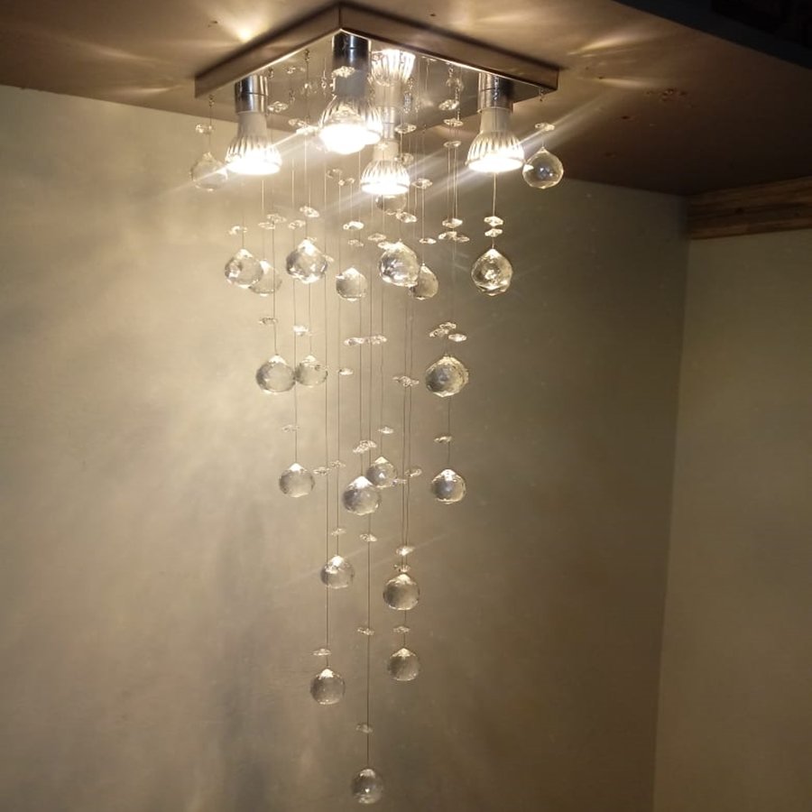 lustre de cristal para sala de jantar, sala de estar, quarto com 50cm de alt, base de inox polido 20 - 3