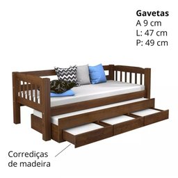 Bicama madeira com 3 gavetas - Italia - 2