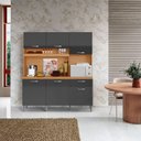 Ver mais imagens de Kit Cozinha Compacta 6 Portas Siena 160 Cm Cinamomo Grafite Armoveis