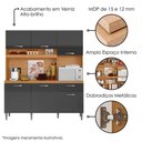 Ver imagem 4 de Kit Cozinha Compacta 6 Portas Siena 160 Cm Cinamomo Grafite Armoveis