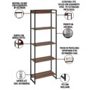 Ver imagem 4 de Estante Multiuso Para Escritório Industrial 05 Prateleiras Areta 186x60cm C01 Nogal - Lyam Decor