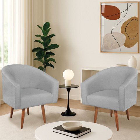 Kit 2 Poltronas Decorativa Jade Design Moderno Sala de Estar Quarto Escritório Confortável Luxo Pés 