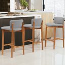 Ver imagem 2 de Kit 06 Banquetas Alta para Cozinha Sala de Jantar Bar Dara L02 Bouclê Cinza - Lyam Decor