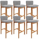 Ver imagem 1 de Kit 06 Banquetas Alta para Cozinha Sala de Jantar Bar Dara L02 Bouclê Cinza - Lyam Decor