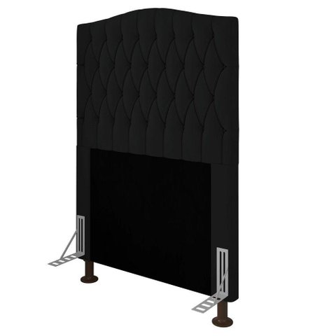 Cabeceira Greta Cama Box Solteiro 90cm Suede Preto