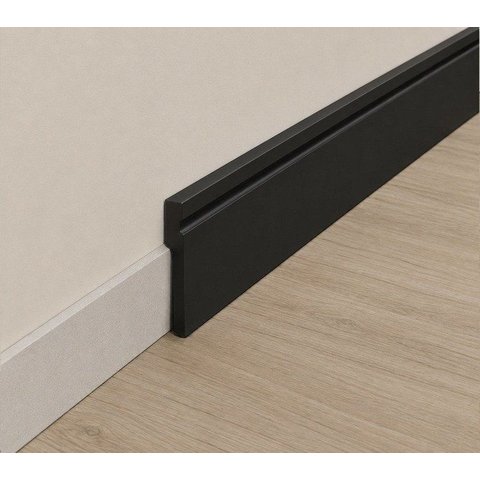 Rodapé de Poliestireno Frisado Preto 12cm x 240cm Casa Grassi