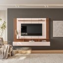 Ver imagem 1 de Painel para TV até 65 Polegadas Ripado MDF 139,5x183cm Soul Branco Off White/Freijó