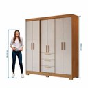 Ver imagem 7 de Conjunto de Quarto com 1 Guarda-Roupa e 1 Cômoda Marrom/Freijo/Off White