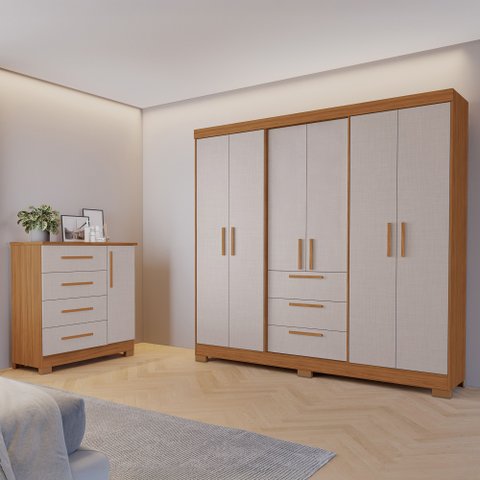 Conjunto de Quarto com 1 Guarda-roupa e 1 Cômoda