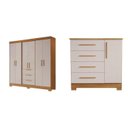 Ver imagem 2 de Conjunto de Quarto com 1 Guarda-Roupa e 1 Cômoda Marrom/Freijo/Off White