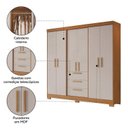 Ver imagem 6 de Conjunto de Quarto com 1 Guarda-Roupa e 1 Cômoda Marrom/Freijo/Off White