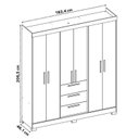 Ver imagem 4 de Conjunto de Quarto com 1 Guarda-Roupa e 1 Cômoda Marrom/Freijo/Off White