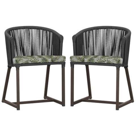 2 Cadeiras de Jantar Área Noronha em Alumínio com Pintura Marrom Corda Náutica E5 Trama Original