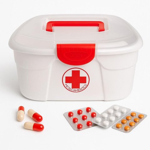Maleta Primeiros Socorros Caixa Organizador Remedios Porta Medicamentos com Alca Curativo Enfermagem