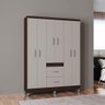 Roupeiro Solteiro 6 Portas 838 Chocolate Off White Poqq Chocolate Off White - 7