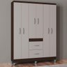 Roupeiro Solteiro 6 Portas 838 Chocolate Off White Poqq Chocolate Off White - 5