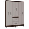 Roupeiro Solteiro 6 Portas 838 Chocolate Off White Poqq Chocolate Off White - 1