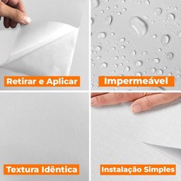 Papel de Parede Adesivo Lavavel Texturizado Linho Branco Fosco 500x60cm - 6