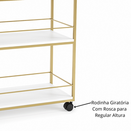 Carrinho de Bebidas Barzinho Adega Estilo Industrial Dourado - 5