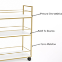 Ver imagem 4 de Carrinho de Bebidas Barzinho Adega Estilo Industrial Dourado