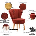 Ver imagem 3 de Cadeira para Sala de Jantar Apartamento Tecido Veludo Base de Madeira Suporta 120kg