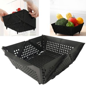 Cesta Secar Frutas Verduras Legumes Dobravel Drenagem Alimentos Escorredor Cozinha Copa Casa Organiz
