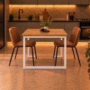Ver imagem 3 de Mesa de Jantar Reforçada Industrial 120x50cm Tampo Marrom Pés Branco