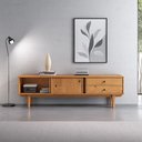 Ver imagem 1 de Rack Sala Minimalista Tv 75 Pés Madeira 175 Cm Freijó Simona