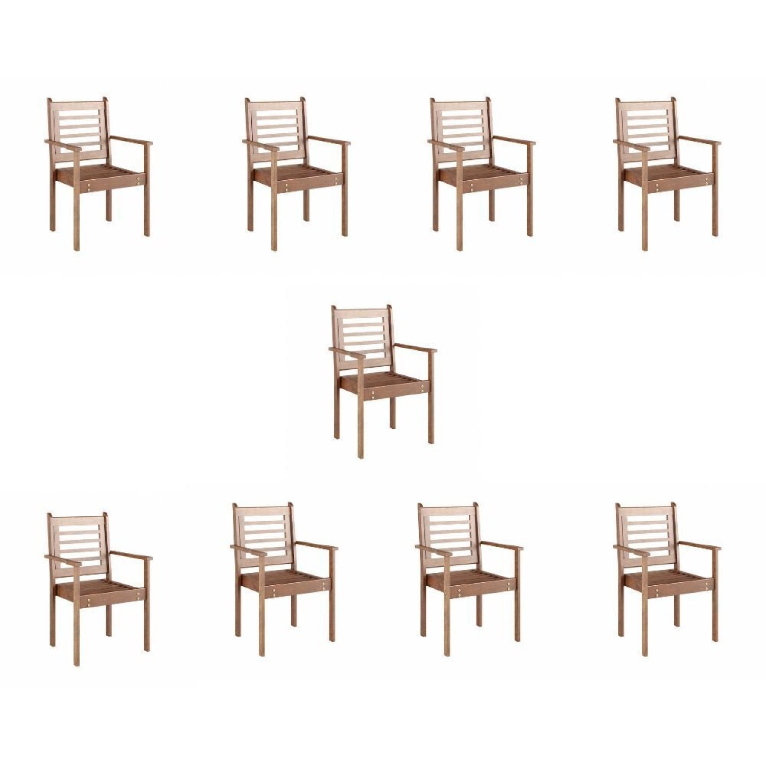 Conjunto 10 Cadeiras Pink Sands Madeira Maciça - 1