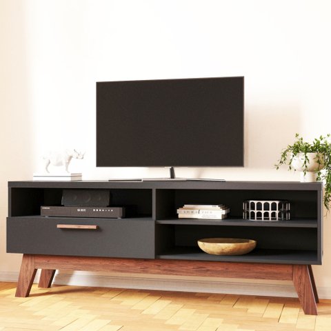 Rack para TV 55 Polegadas Lín 1 Porta - Preto Fosco
