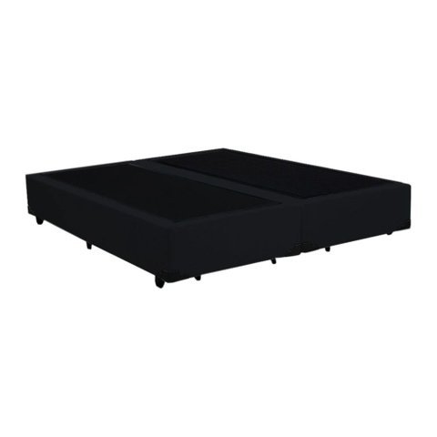 Base Box Blindado Casal Bipartido AColchoes Suede Preto 40x138x188