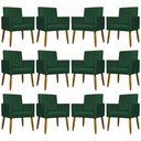 Ver imagem 1 de Kit 12 Poltronas Decorativas Mari Pé Palito Castanho - Verde Suede