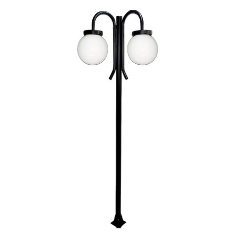 Poste Luminária Globo P Duplo Braço Curvo Cima Preto 200cm Ouro Minas L061POM
