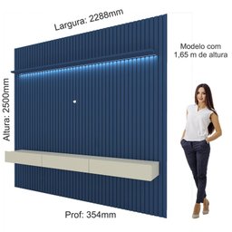 Painel para TV até 90 Polegadas Ripado com LED 3 Gavetas 230cm 100% MDF Nobre - 5