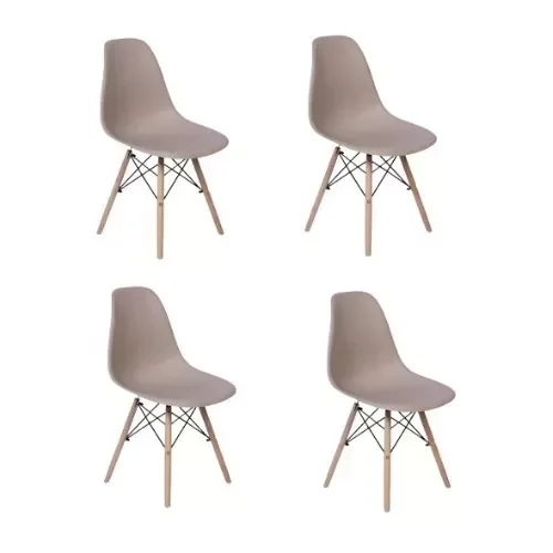 Kit 4 Cadeiras Charles Eames Wood Design Eiffel varias cores Cor: Marrom Macarrom - 1
