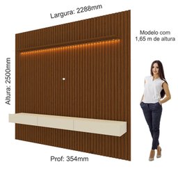 Painel para TV até 90 Polegadas Ripado com LED 3 Gavetas 230cm 100% MDF Nobre - 5