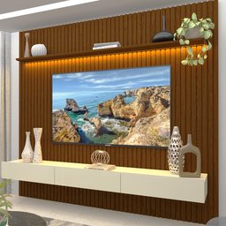 Painel para TV até 90 Polegadas Ripado com LED 3 Gavetas 230cm 100% MDF Nobre - 2