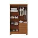 Ver imagem 2 de Guarda Roupa Solteiro Primordial Max 4 Portas de Bater 2 Gavetas Marrom/Cinamomo