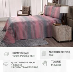 Jogo de Cama Casal Queen com Colcha e Porta Travesseiro - 4