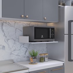 Kit 02 Suportes Suspensos Para Micro-ondas Forno 60x40 cm Class L03 Branco - Lyam Decor - 2