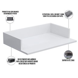 Kit 02 Suportes Suspensos Para Micro-ondas Forno 60x40 cm Class L03 Branco - Lyam Decor - 4