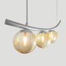 Lustre Pendente Katana Prata 3 Globos Esfera Vidro Âmbar - 3