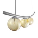 Ver imagem 4 de Lustre Pendente Katana Prata 3 Globos Esfera Vidro Âmbar